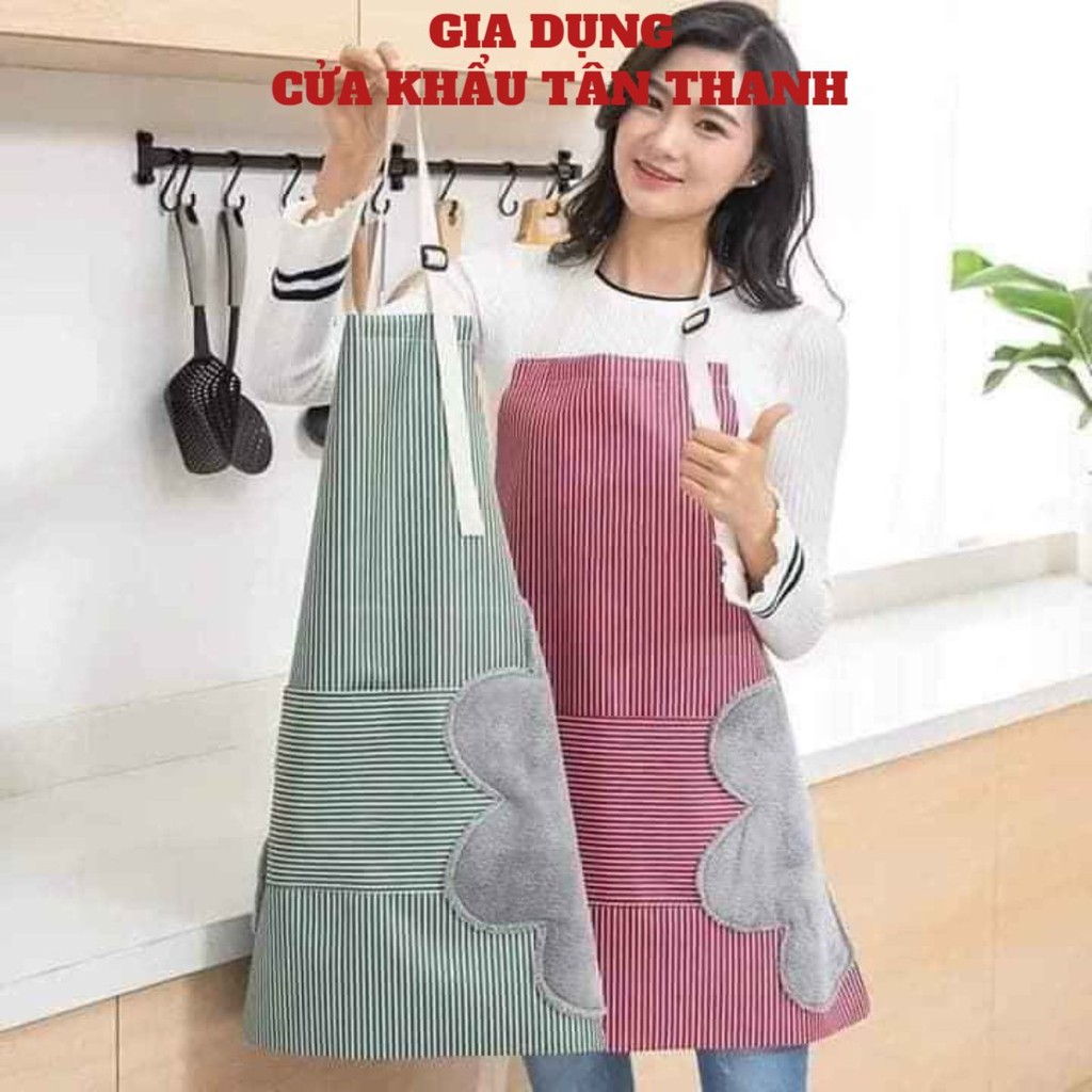 Tạp dề kẻ hoa chống thấm có khăn lau tay bên hông- 𝗚𝗜𝗔𝗗𝗨𝗡𝗚𝗛𝗔𝗡𝗢𝗜𝟯𝟵