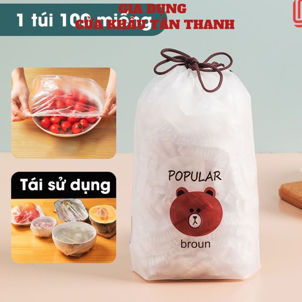 Màng bọc thực phẩm co giãn sử dụng lò vi sóng, chống bụi bẩn, côn trùng hình gấu dễ thương - Giadungcuakhau03