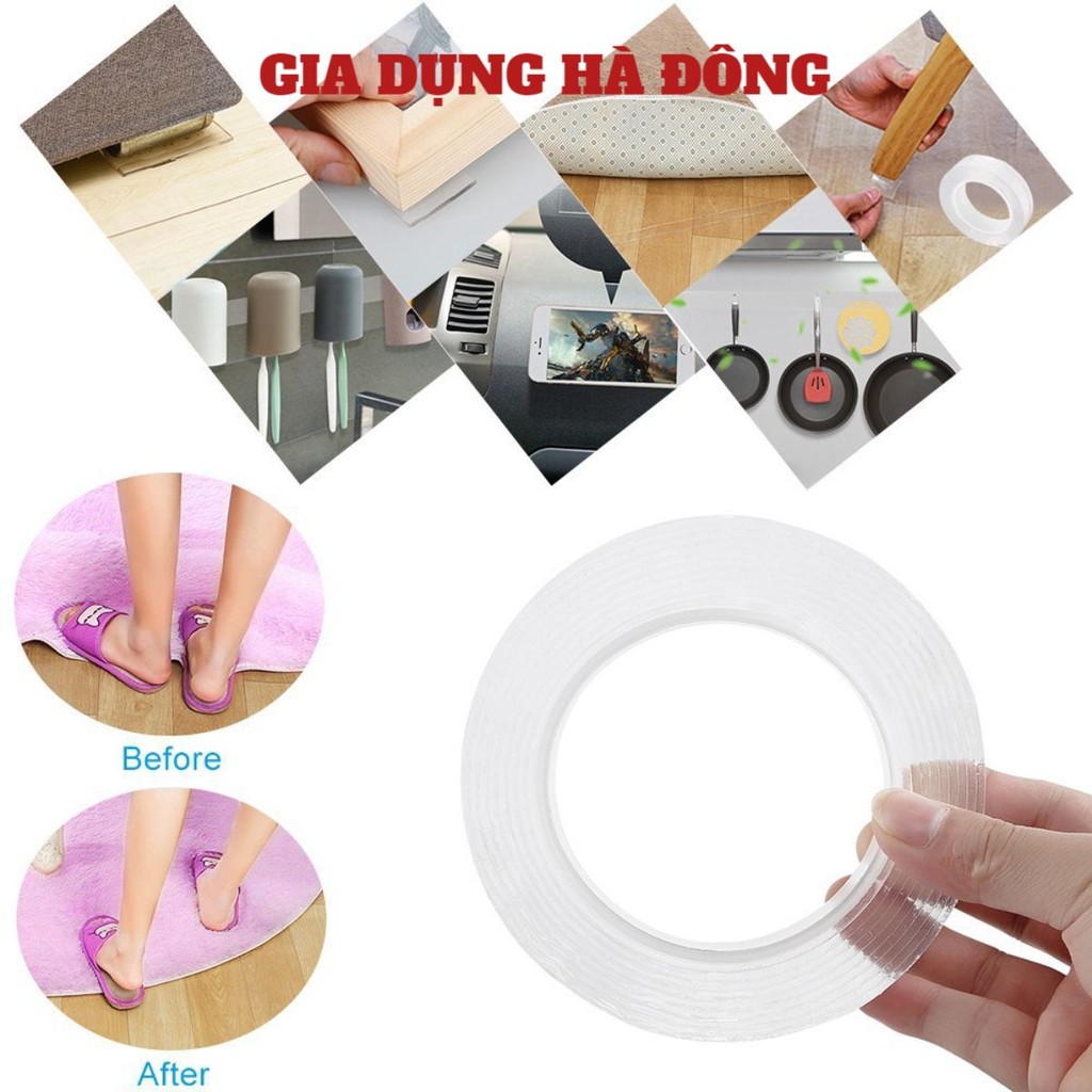 (FREESHIP) Băng dính hai mặt đa năng trong suốt siêu dính mọi bề mặt loại 1M - #bangdinh2mat