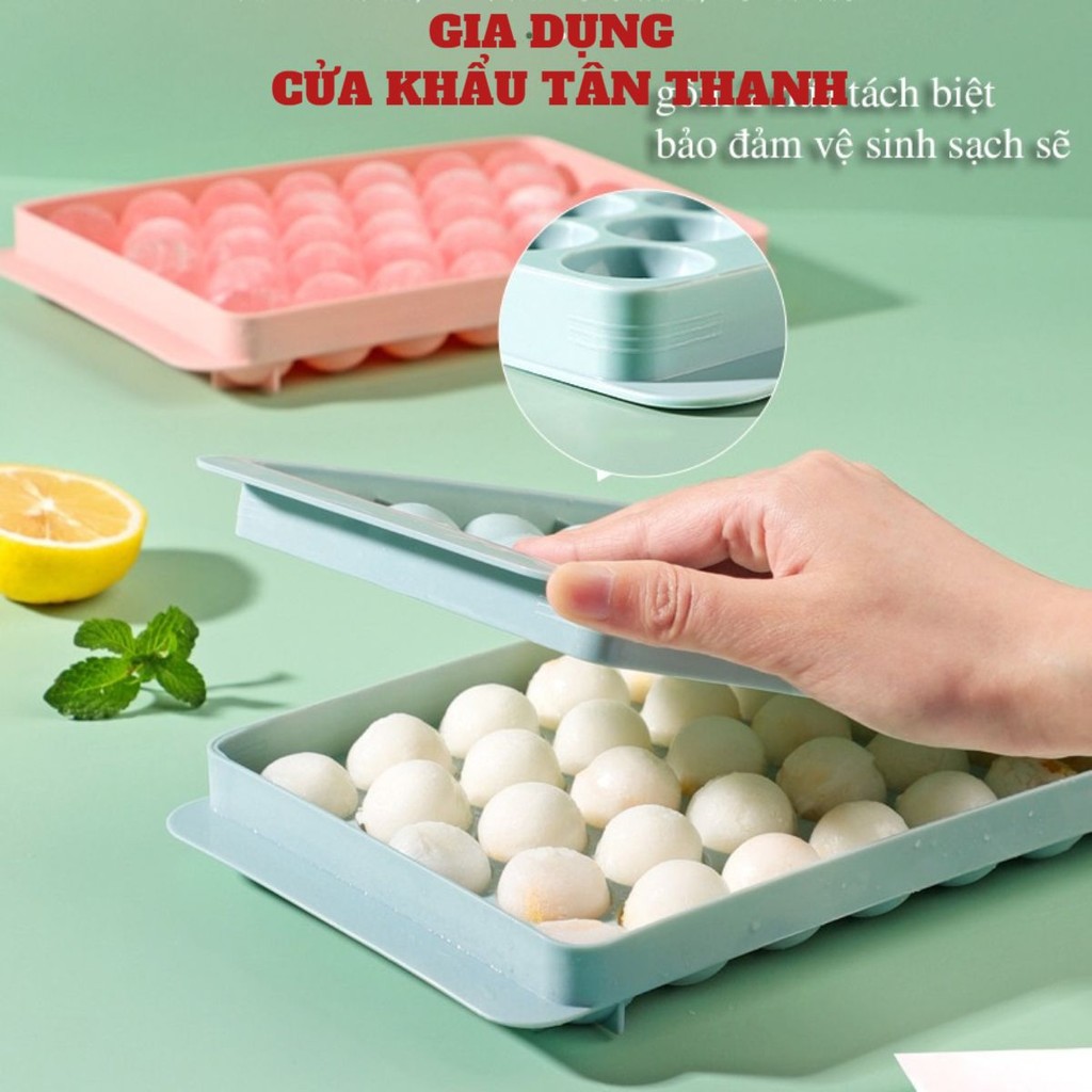 Khuôn Thạch Bi Nhựa Tròn Làm Rau Câu Hoa Quả Trái Cây, Khay Đá Tròn 33 Viên Chính Hãng Việt Nhật 6978 (KDT33) bibi90
