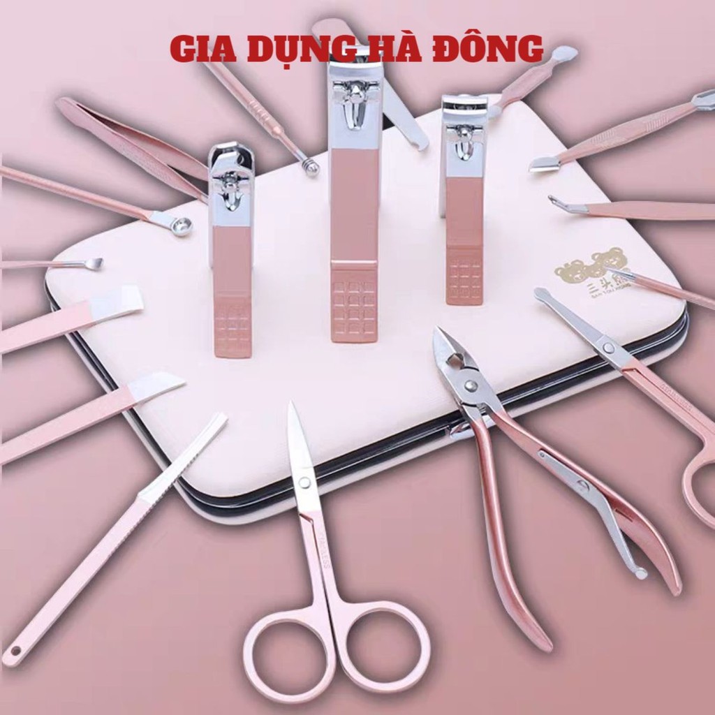 Bộ Bấm Móng Tay 18 Món Thép Không Gỉ-Bộ Cắt Móng Tay Lấy Dáy Tai Dao Cạo Lông Mày Cây Nặn Mụn Đa Năng Hàng Cao Cấp