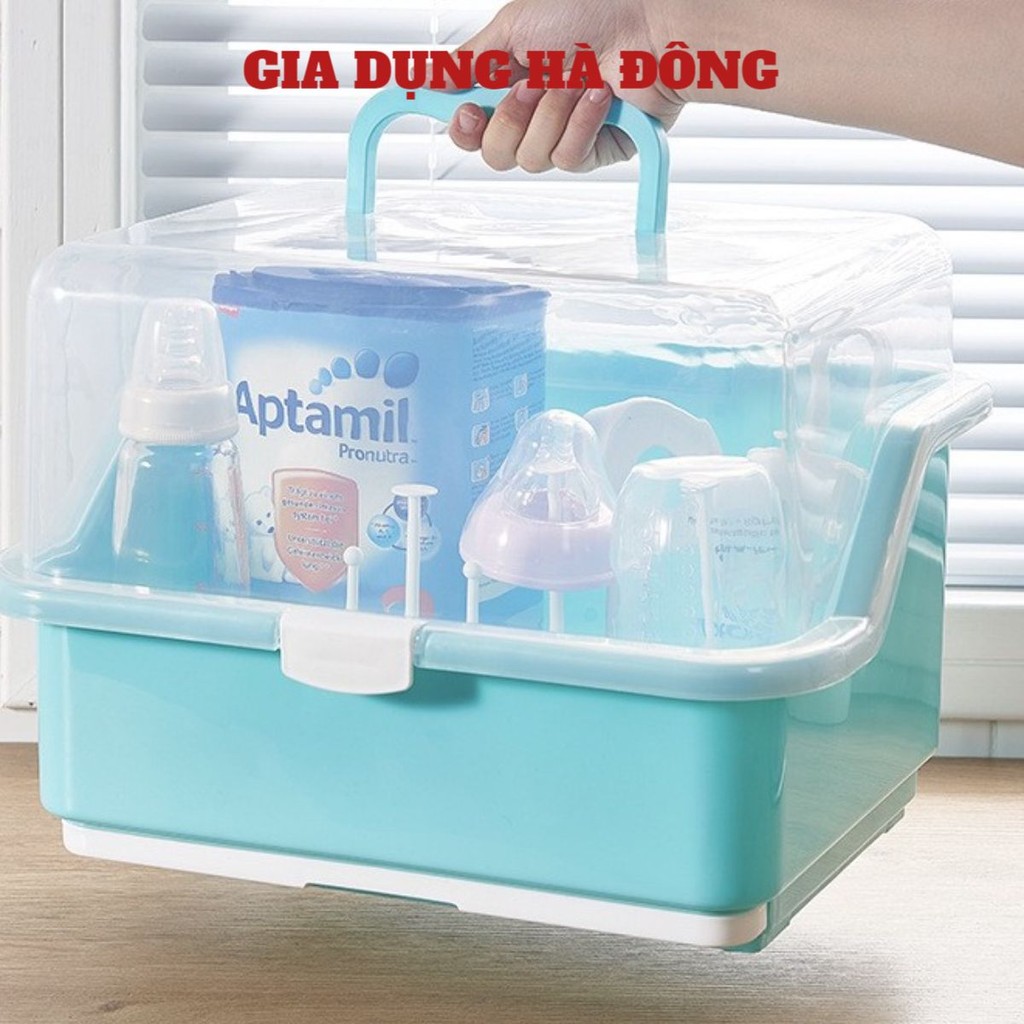 Hộp Đựng Bình Sữa - Khay úp đựng bình sữa có nắp đậy, van thoát ẩm - Úp Bình Sữa Có Nắp Đậy Nhựa #khayupbinhsua