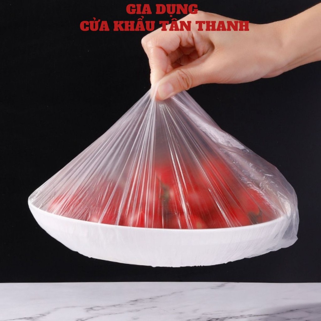 [SET 100 CHIẾC] Màng bọc thực phẩm co giãn siêu dai có chun kèm túi gấu - Mũ chùm đầu dùng 1 lần tiện lợi (TNL100)
