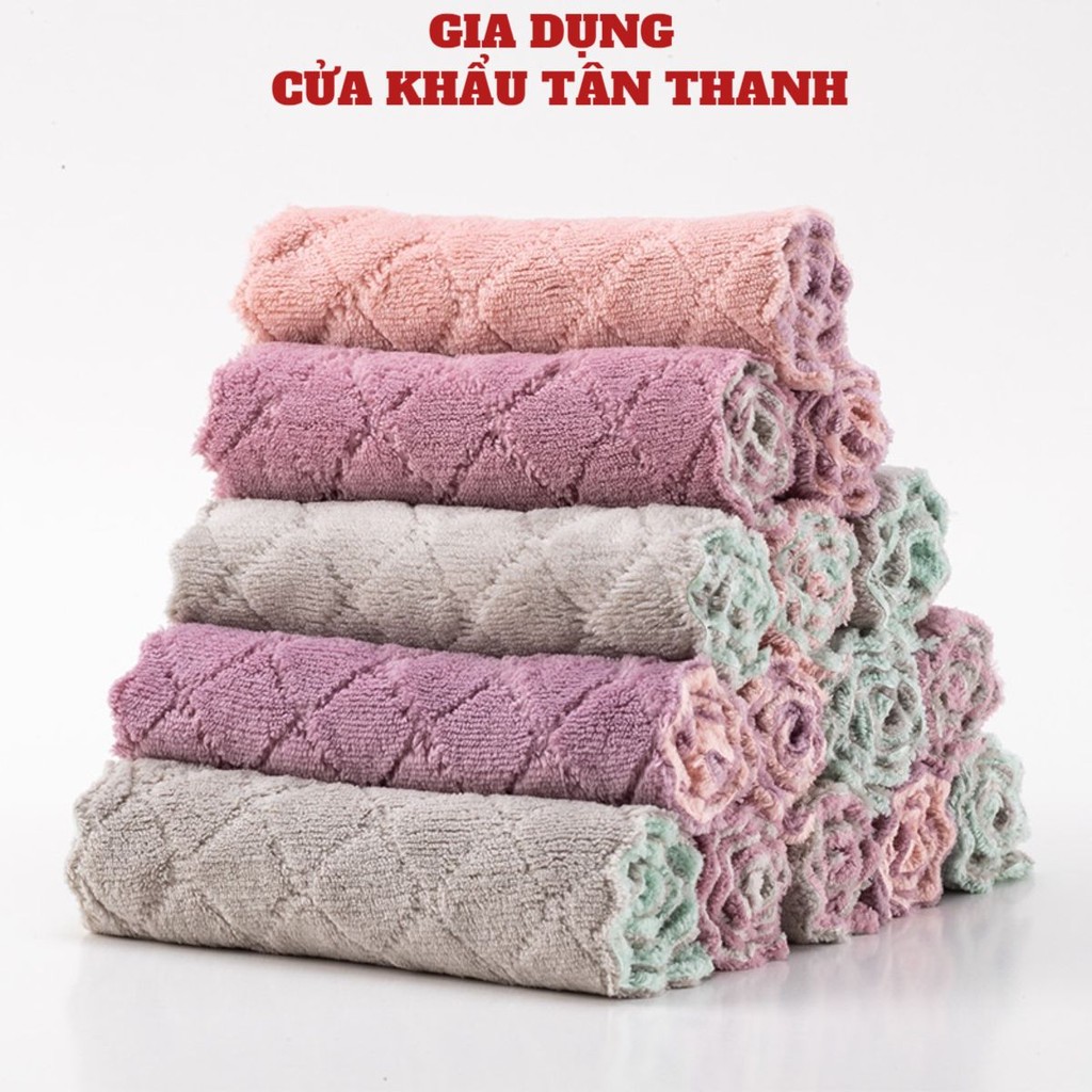 [COMBO 10]Khăn lau bếp đa năng 2 mặt siêu thấm nước dùng để lau bát đĩa, tủ lanh, lò vi sóng, ô tô, lau giày