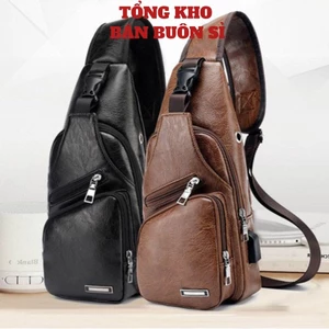 Túi Đeo Chéo Trước Ngực Nam Da Pu - Balo mini Da xịn Chất Màu Sắc Nổi Túi Đeo Chéo Da Nam Cao Cấp HotTrend Có Cổng USB