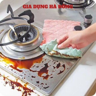 [COMBO 10] Khăn lau đa năng bếp, bát đĩa, cốc chén thấm nước chống dính dầu mỡ hai mặt loại to 15x26cm #khanlau