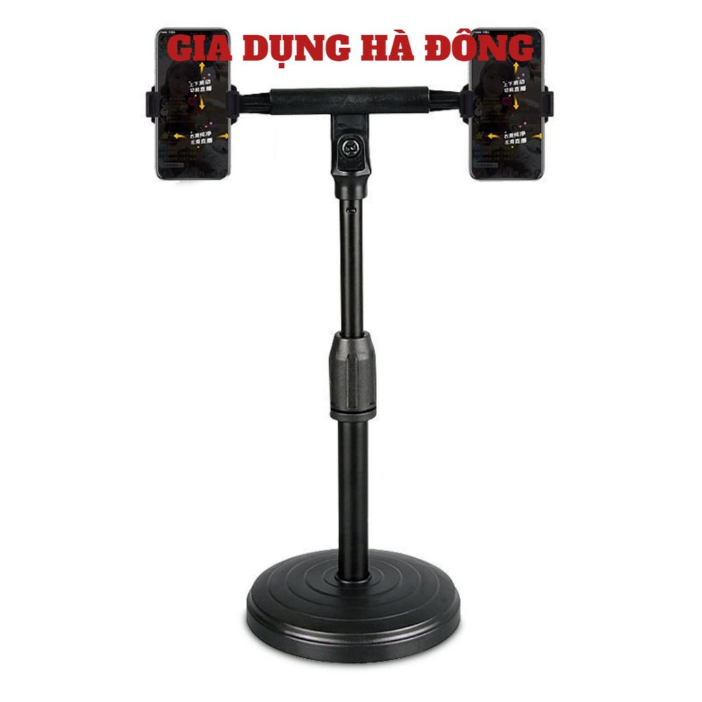 Giá Đỡ Livestream 2 Điện Thoại Siêu Chắc Chắn Có Đèn Led, Kẹp Điện Thoại Để Bàn SIÊU HOT ( #kệ đỡ điện thoại )