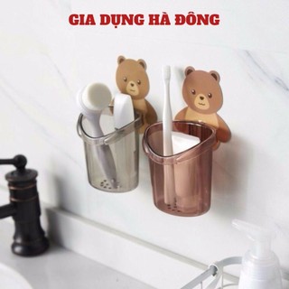 Cốc Dán Tường Nhà Tắm Hình Gấu Nâu Dễ Thương - Cốc Đựng Bàn Chải Đánh Răng Nhựa Dầy Bền Đẹp Hàng Cao Cấp GC02