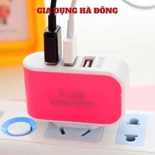 Củ Sạc 3 Cổng USB 3.1A Cốc Sạc Đa Năng Nhiều Máy Nhựa ABS Màu Sắc Đẹp Có Đèn LED Hàng Cao Cấp
