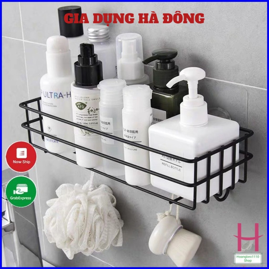 Kệ sắt chữ nhật đa năng để đồ nhà tắm, phòng bếp dán tường siêu chắc không khoan đục GG