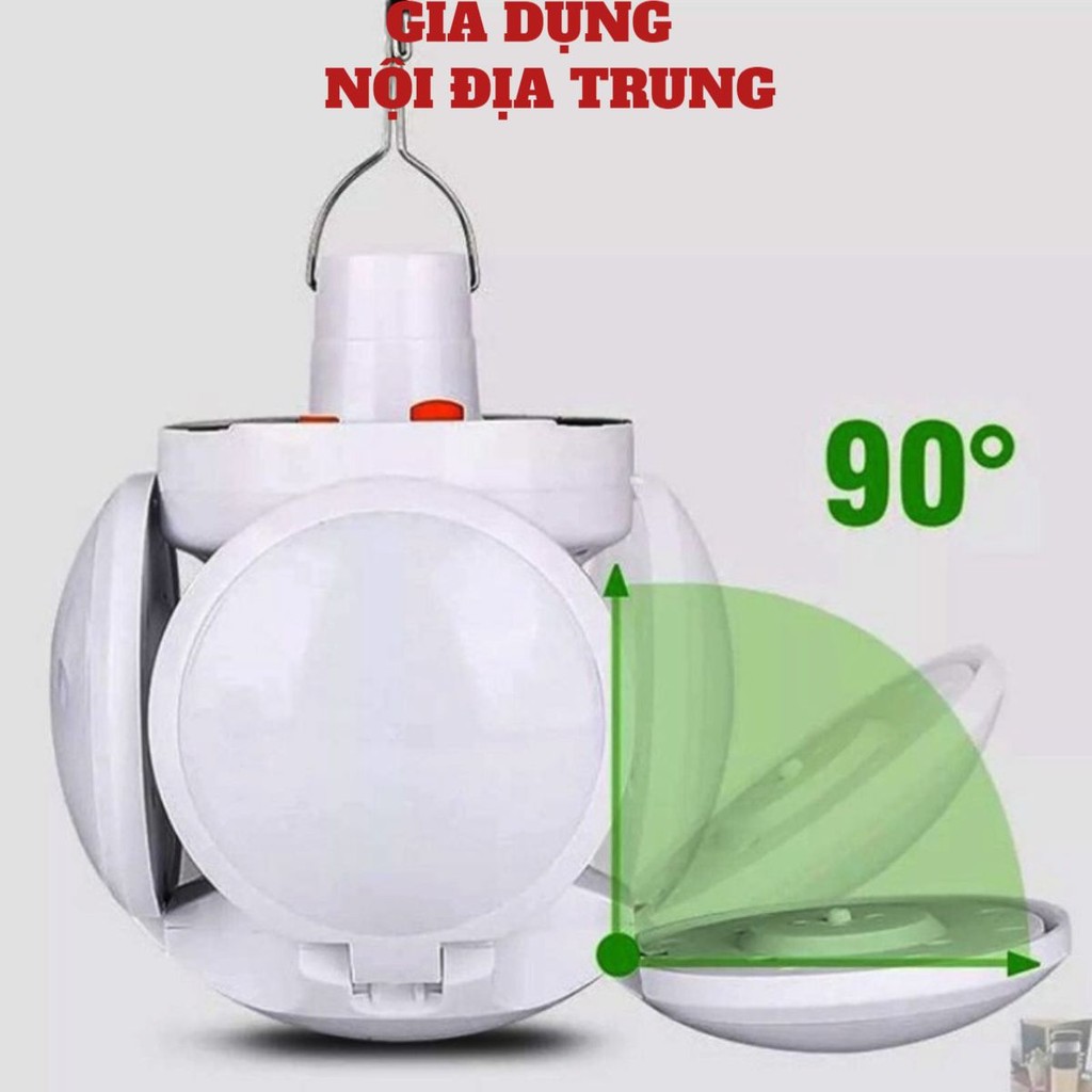 Đèn tích điện có tấm năng lượng mặt trời 4 cánh xoè🍀FREESHIP🍀 Bóng đèn led tích điện có sạc có móc treo
