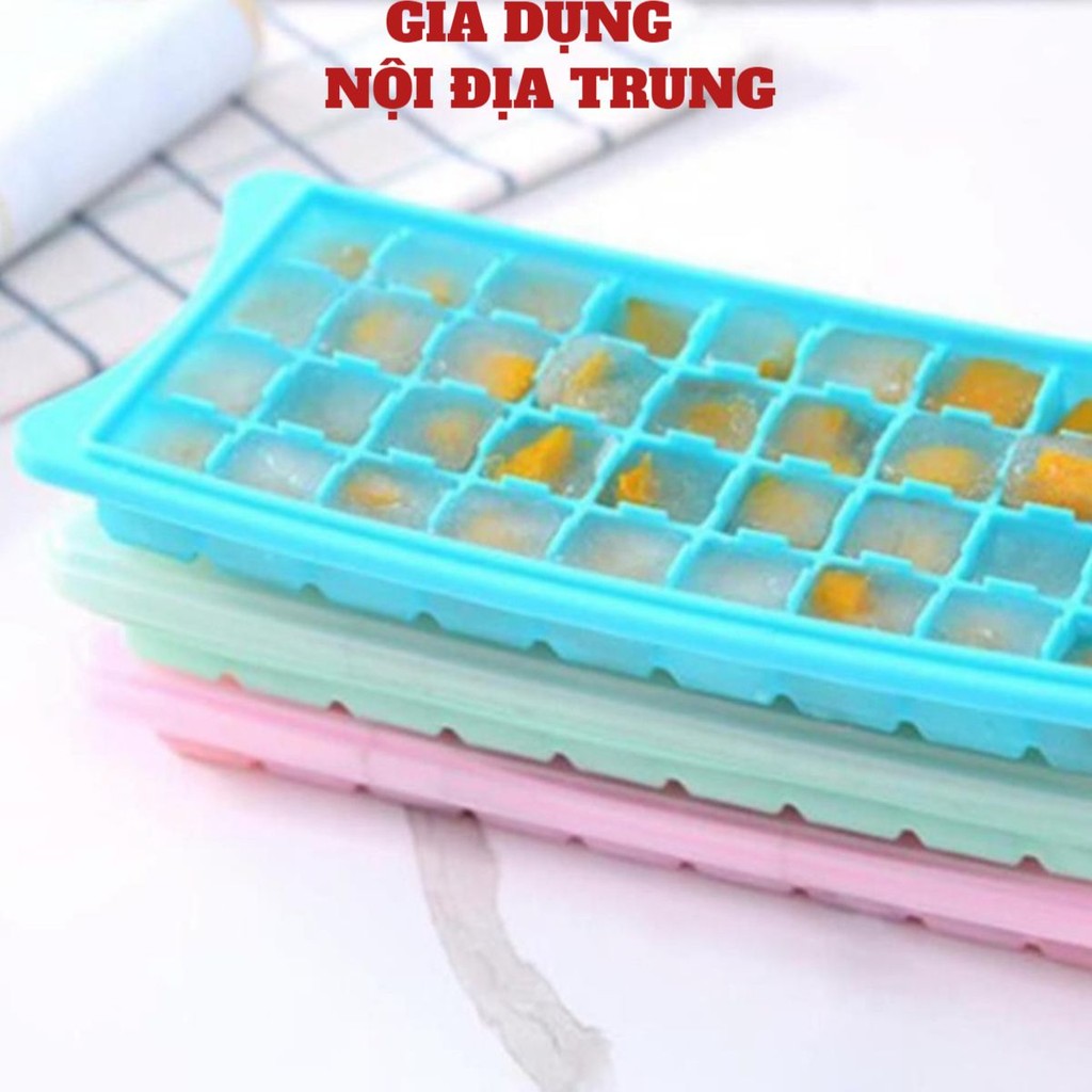 Khay làm đá silicon 36 ô có nắp đậy tiện lợi