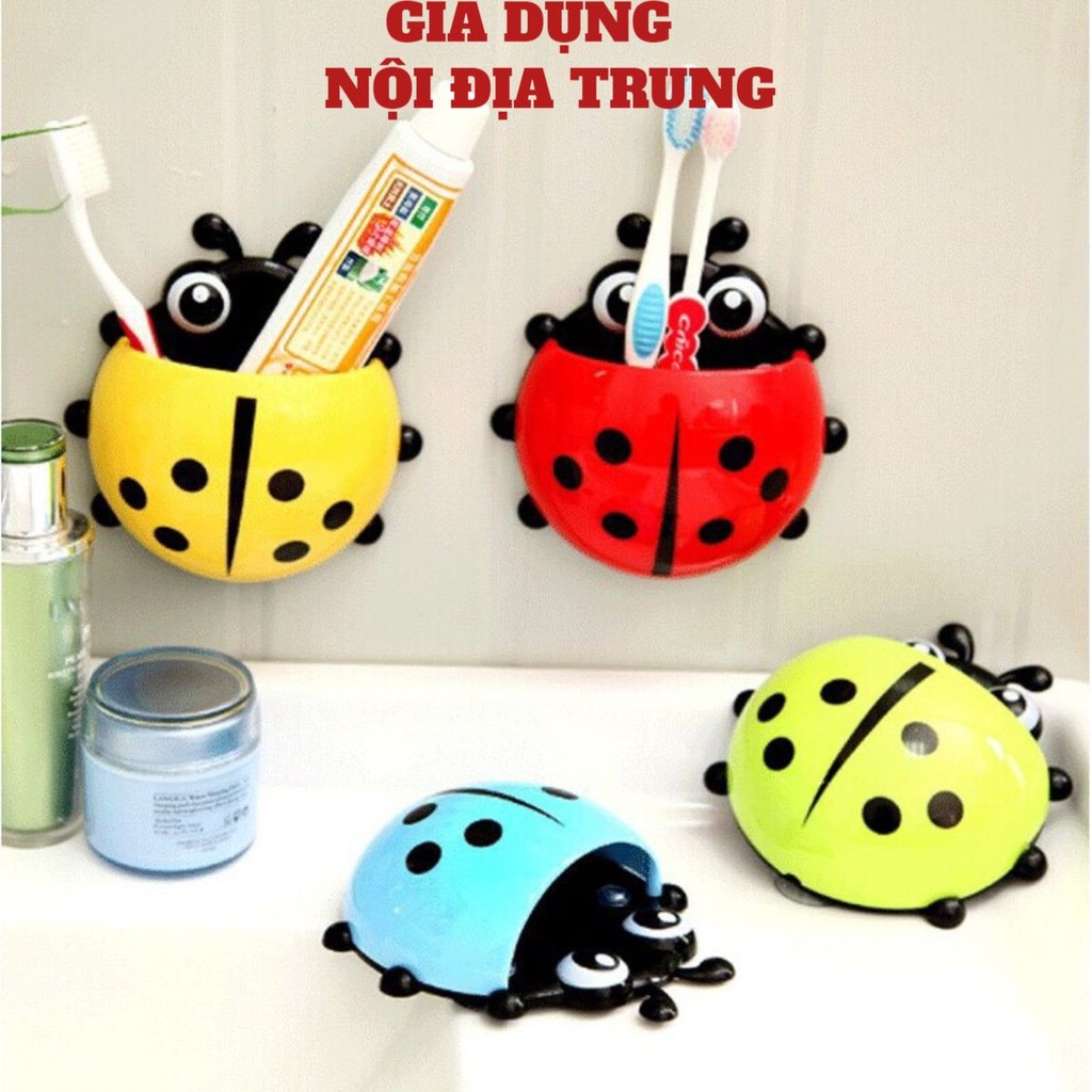 [COMBO 10] Giá Treo Để Bàn Chải, Tuýp Kem Đánh Răng Hình Con Bọ Rùa Ngộ Nghĩnh - Kệ Hút Chân Không Treo Tường