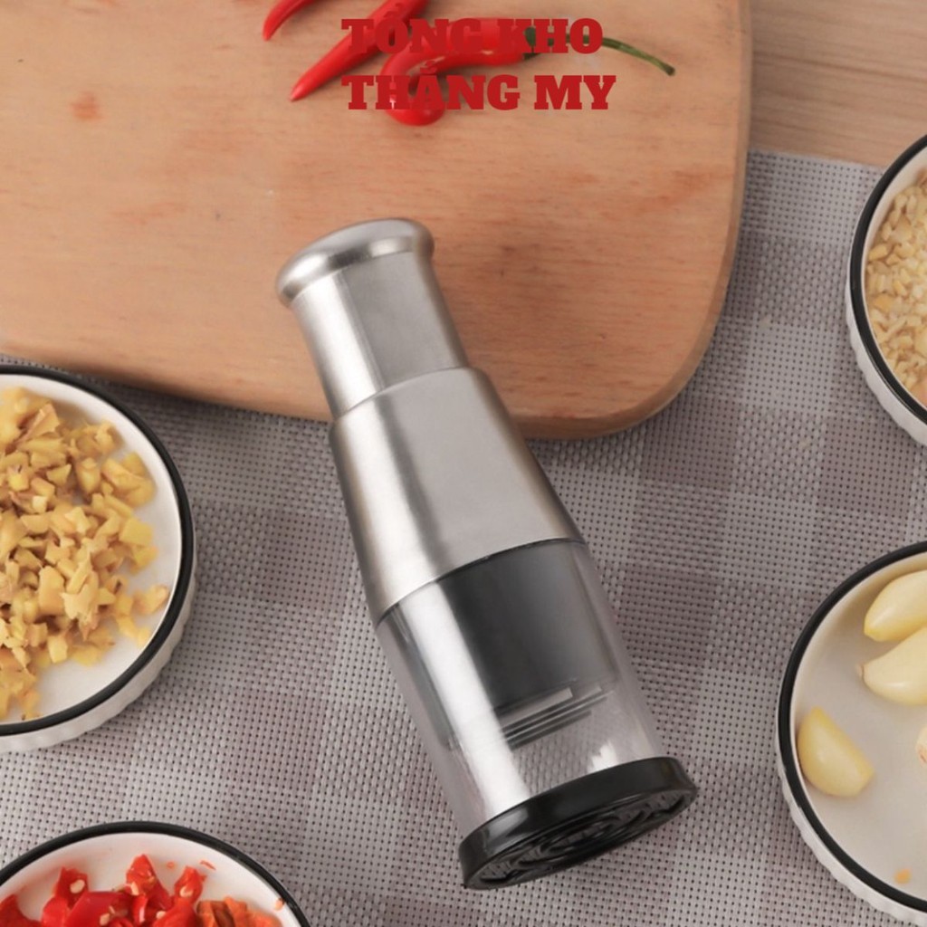 Dụng cụ nghiền dập tỏi inox cầm tay tiện lợi, Bộ Dập Tỏi Bằng Tay Chất Liệu Thép Không Gỉ Tiện Dụng Cao Cấp