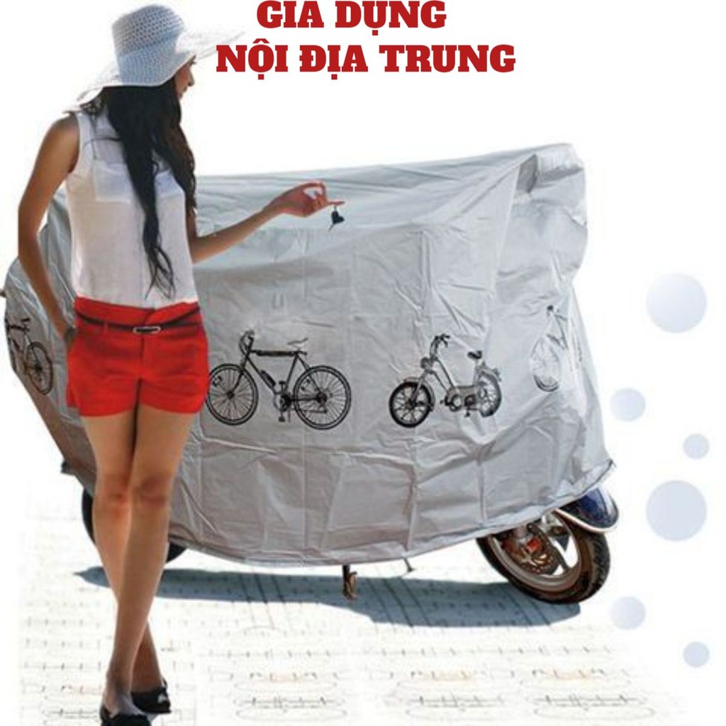 Bạt phủ xe máy loại dày áo trùm phủ bọc che nắng mưa xe máy các dòng phân khúc từ nhỏ tới lớn vải tráng nhôm cao cấp