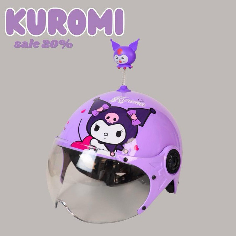 Mũ bảo hiểm trẻ em Kuromi loại 1 Cao Cấp Có Kính Size bé 3 -8 tuổi - Kurumi có kính N2