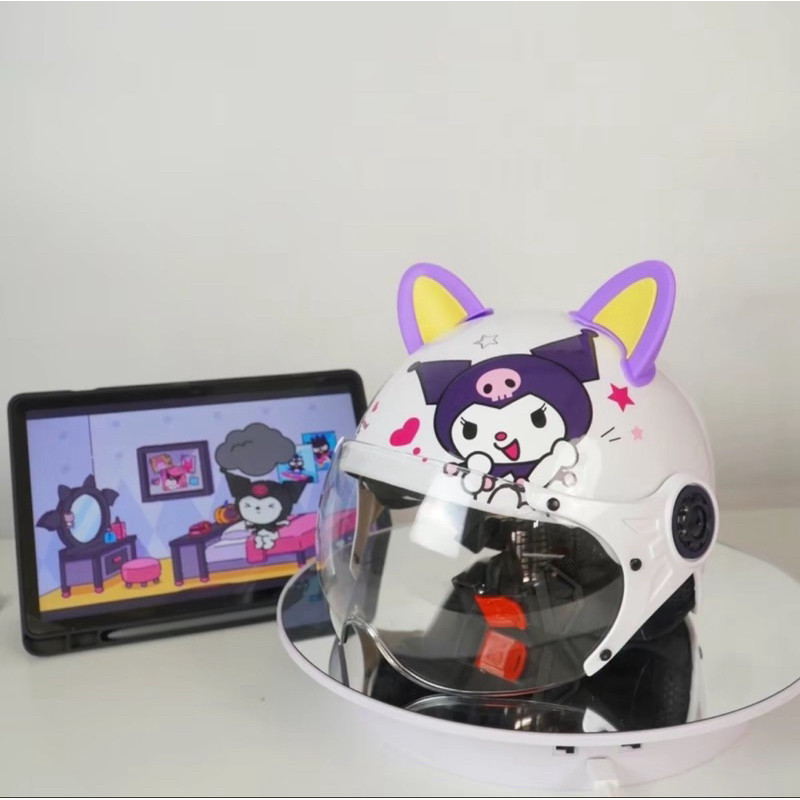 Mũ bảo hiểm trẻ em Kuromi loại 1 Cao Cấp Có Kính Size bé 3 -8 tuổi - Kurumi có kính N2