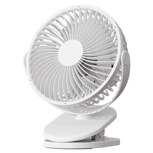 Quạt Kẹp Bàn Xịn To Đẹp - Quạt Mini Kẹp Bàn Tích Điện 5 Tốc Độ Gió, Xoay Linh Hoạt Có Đèn LED