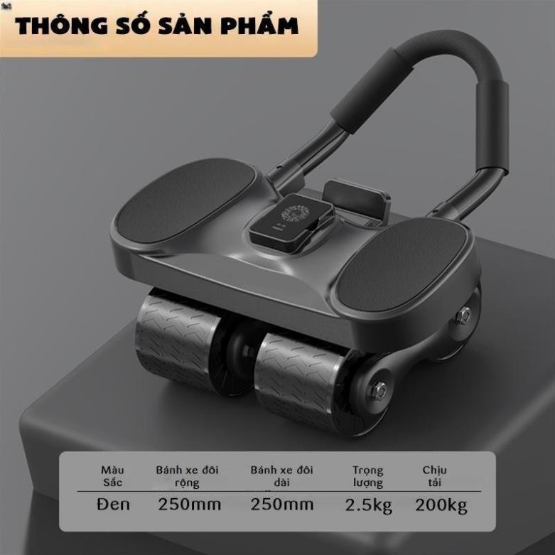Con lăn tập bụng 4 bánh thế hệ mới phiên bản 2024 - có trợ lực - tặng kèm đồng hồ + thảm gối