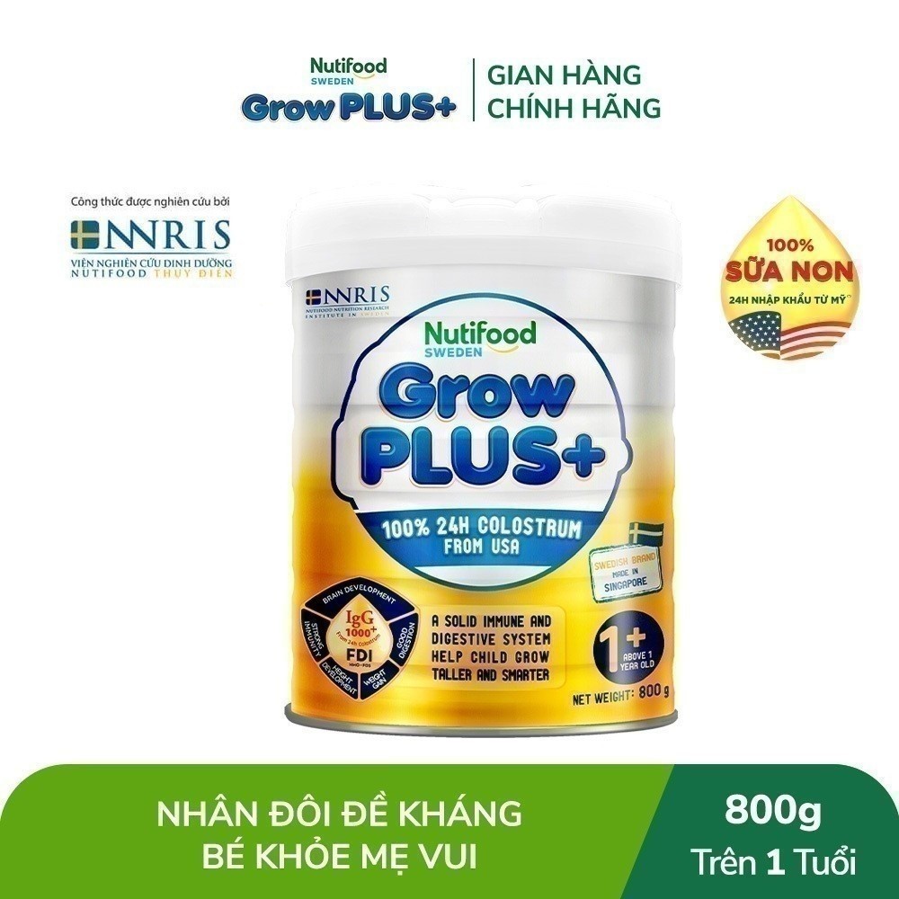Sữa non GrowPLUS+ (vàng) trên 1 tuổi Singapore tăng cường hệ miễn dịch và hấp thu chất dinh dưỡng (Lon 800g) - Grow Plus