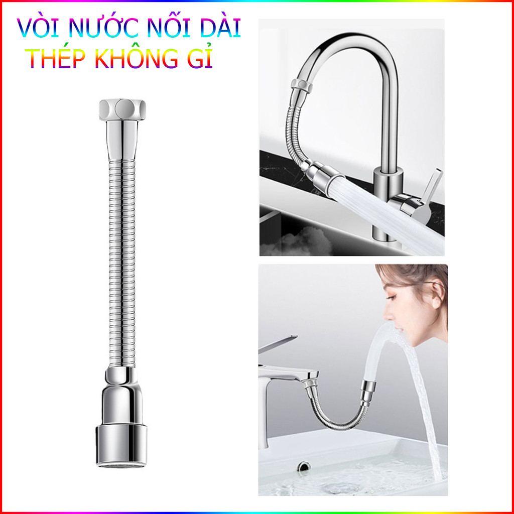 Vòi Nước Bằng Thép Không Gỉ Ống Nối Dài Xoay 720 Độ Và Uốn Cong Tùy Thích