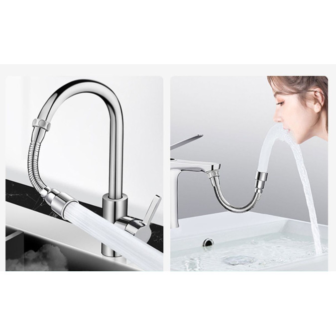 Vòi Nước Bằng Thép Không Gỉ Ống Nối Dài Xoay 720 Độ Và Uốn Cong Tùy Thích
