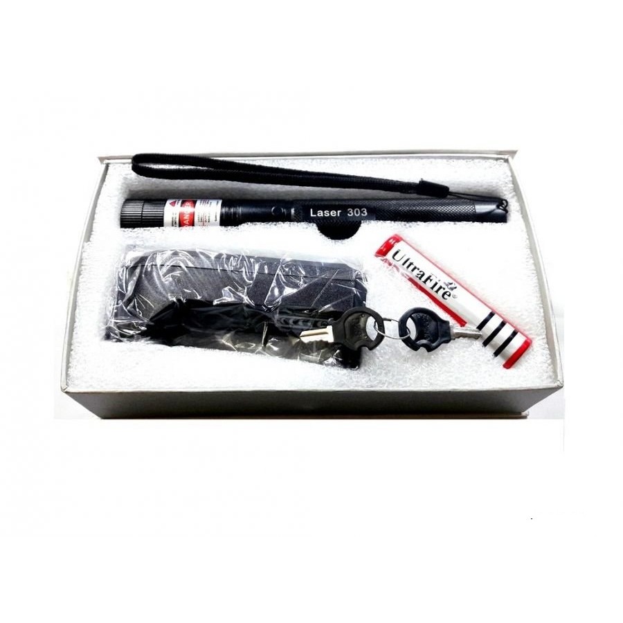 Đèn Pin Laser 303 Tia Đỏ Siêu Sáng Kèm Pin Và Sạc
