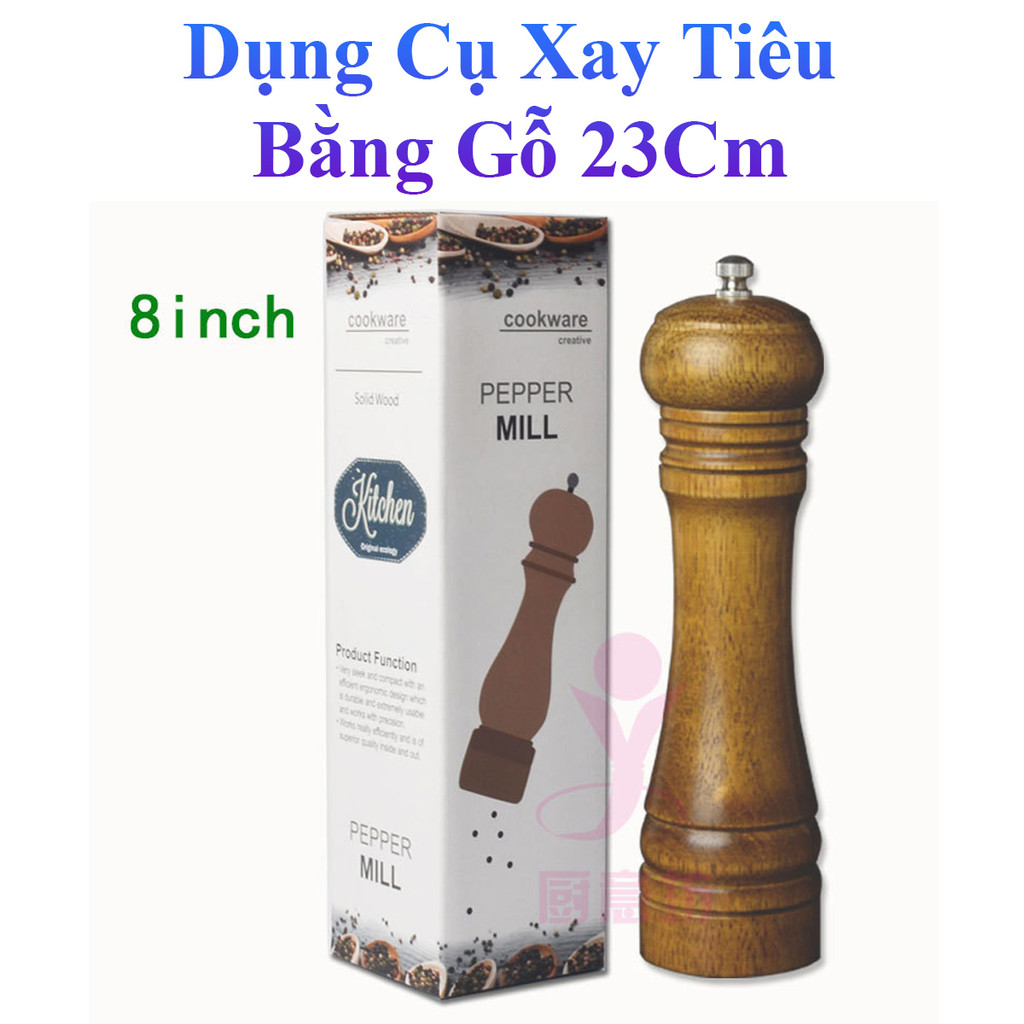 Dụng Cụ Xay Tiêu Bằng Gỗ Pepper Mill 23Cm Cho Nhà Bếp