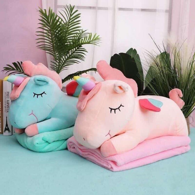 Bộ Gối Chăn Hình Ngựa Kì Lân Pony Có Cánh 3 Trong 1 Tiện Dụng