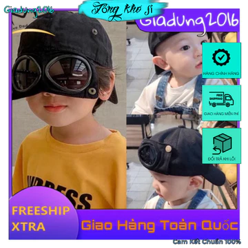 Mũ Lưỡi Trai Phi Công Unisex 🌏FREE SHIP🌎 Mũ Lưỡi Trai Có Kính Chống Nắng Cho Bé,Nón Lưỡi Trai Có Kính Hot Trend For