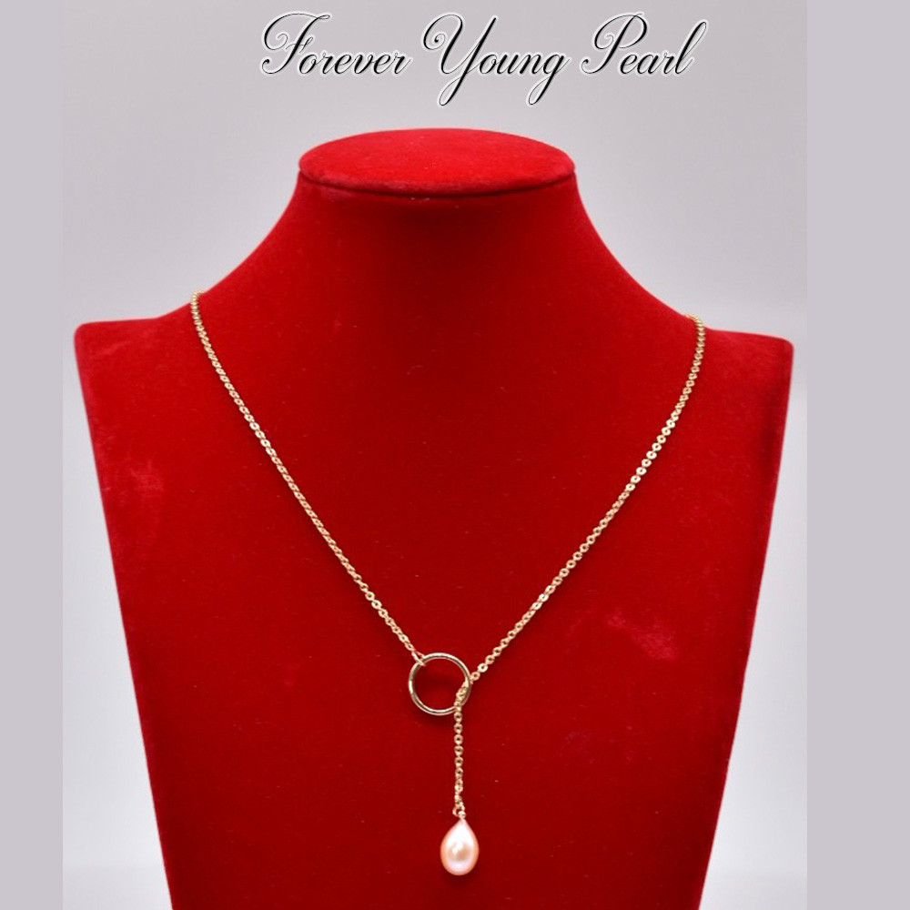 DC68 - Dây chuyền ngọc Trai nuôi nước ngọt, size 9 li, dài 46-52cm, mạ vàng 18K- Quà tặng 20/10 cho bạn gái