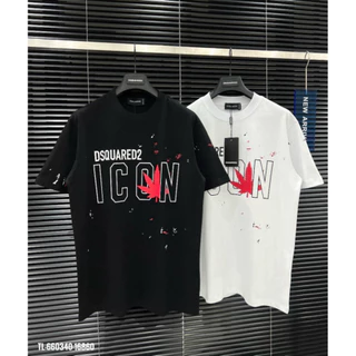Áo Thun DSQ ICON Phối In Hinh Lá Màu Đỏ. Áo Phông Nam Nữ Dsquared2 Form Dáng Unisex Dành Cho Các Boy Phố [M39]