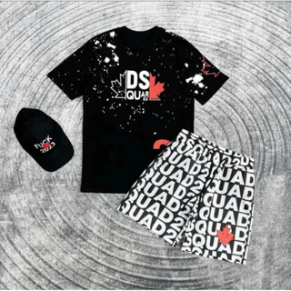 🔥Hot🔥 Bộ quần Áo thun DSQUARED2 in hình vẩy sơn thiết kế hot trend Nam nữ New 2024