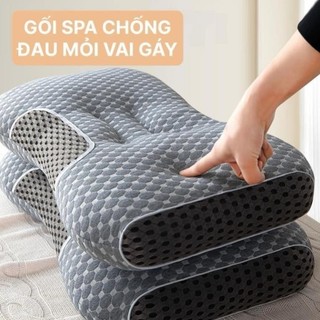 Gối spa dệt kim chống đau mỏi cổ vai gáy, gối thấp 10cm kích thước, bông mềm có lớp lưới thoáng khí