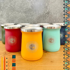 Cốc giữ nhiệt Gourd Inox pha Trà Mate Nam Mỹ truyền thống nhập khẩu kèm ống hút Bombilla và Cây Vệ Sinh!