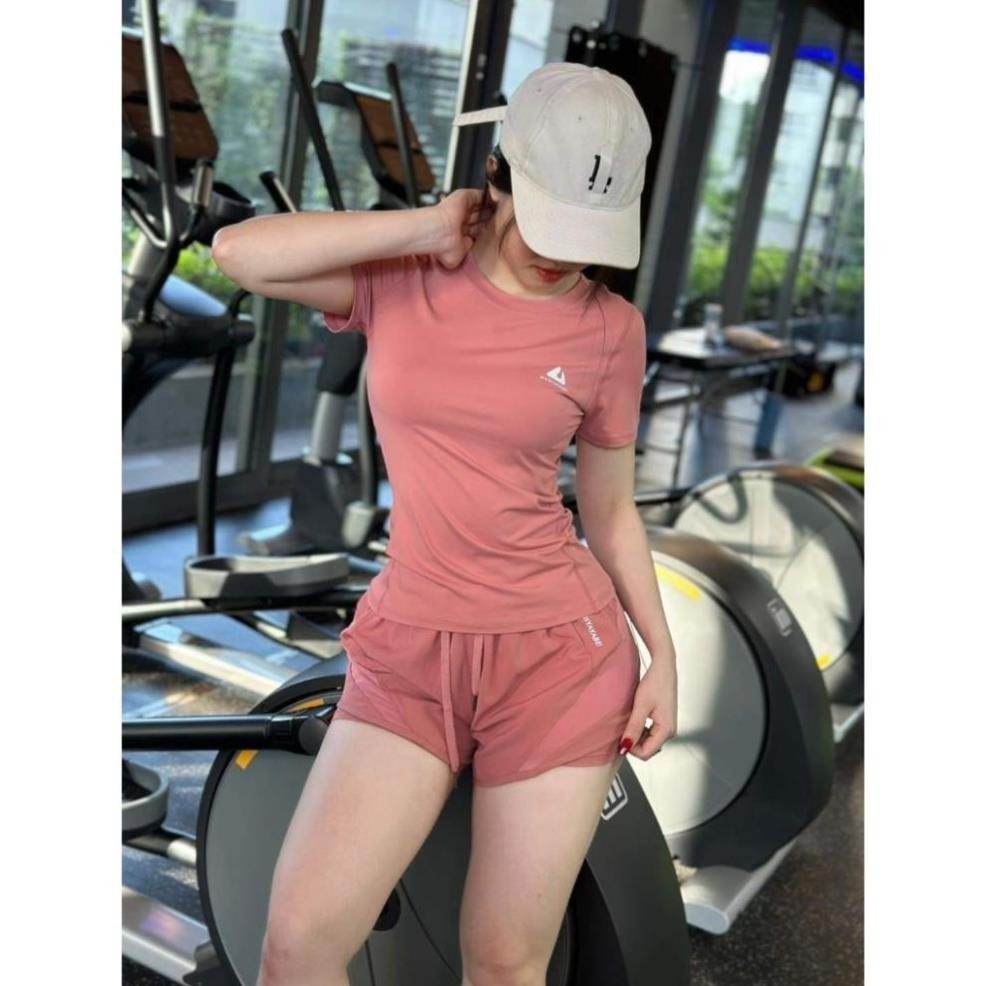 Bộ thể thao nữ quần hai lớp hai túi khóa chất thun lạnh dùng tập gym, yoga, chạy bộ, aerobic...