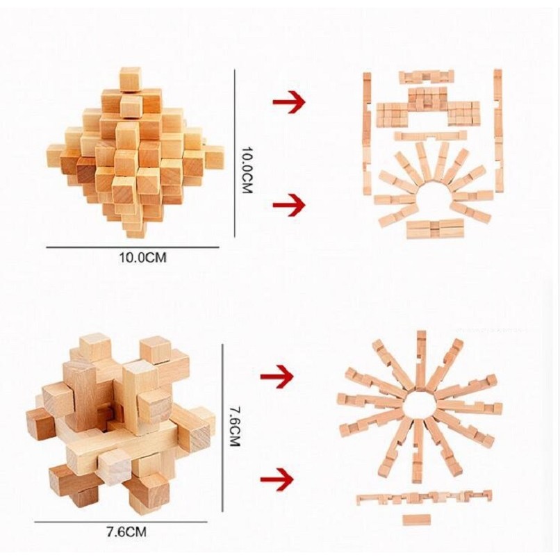 Đồ Chơi Trí Tuệ Khóa Luban Bằng Gỗ Cho Bé Sáng Tạo