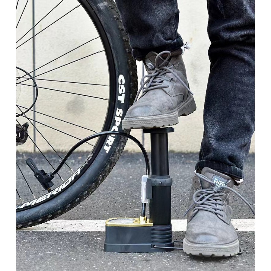 Bơm Xe Đạp Chân Đứng Foot Pump Có Đồng Hồ Đo Áp Suất Đa Năng