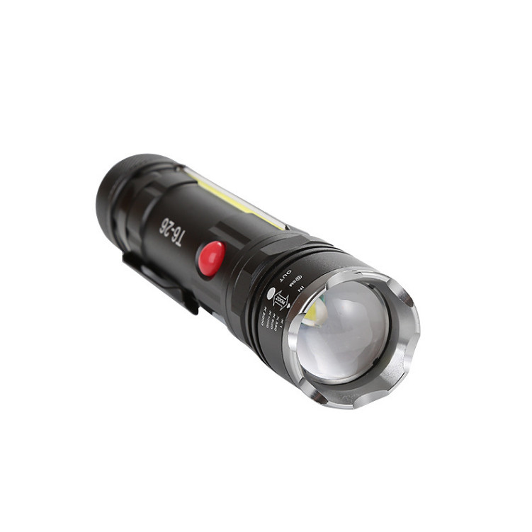 Đèn Pin Sạc Led Cob Siêu Sáng T6-26 Cao Cấp Có Zoom X2000 Đuôi Đèn Có Nam Châm