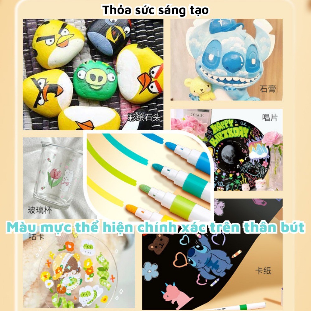 Hộp 24 Bút Màu Acrylic Marker Chống Nước Vẽ Trên Mọi Chất Liệu 13Cm Dễ Thương