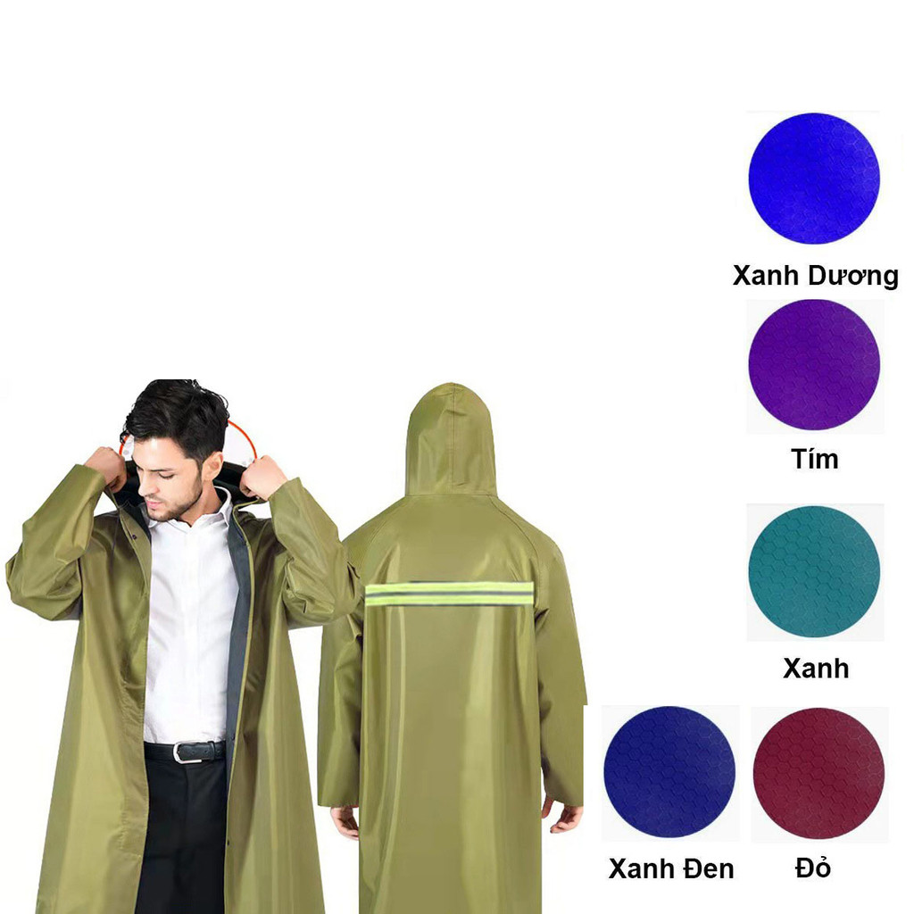 Áo Mưa Dài Toàn Thân Dây Khoá Kéo Có Vành Che Tiện Lợi