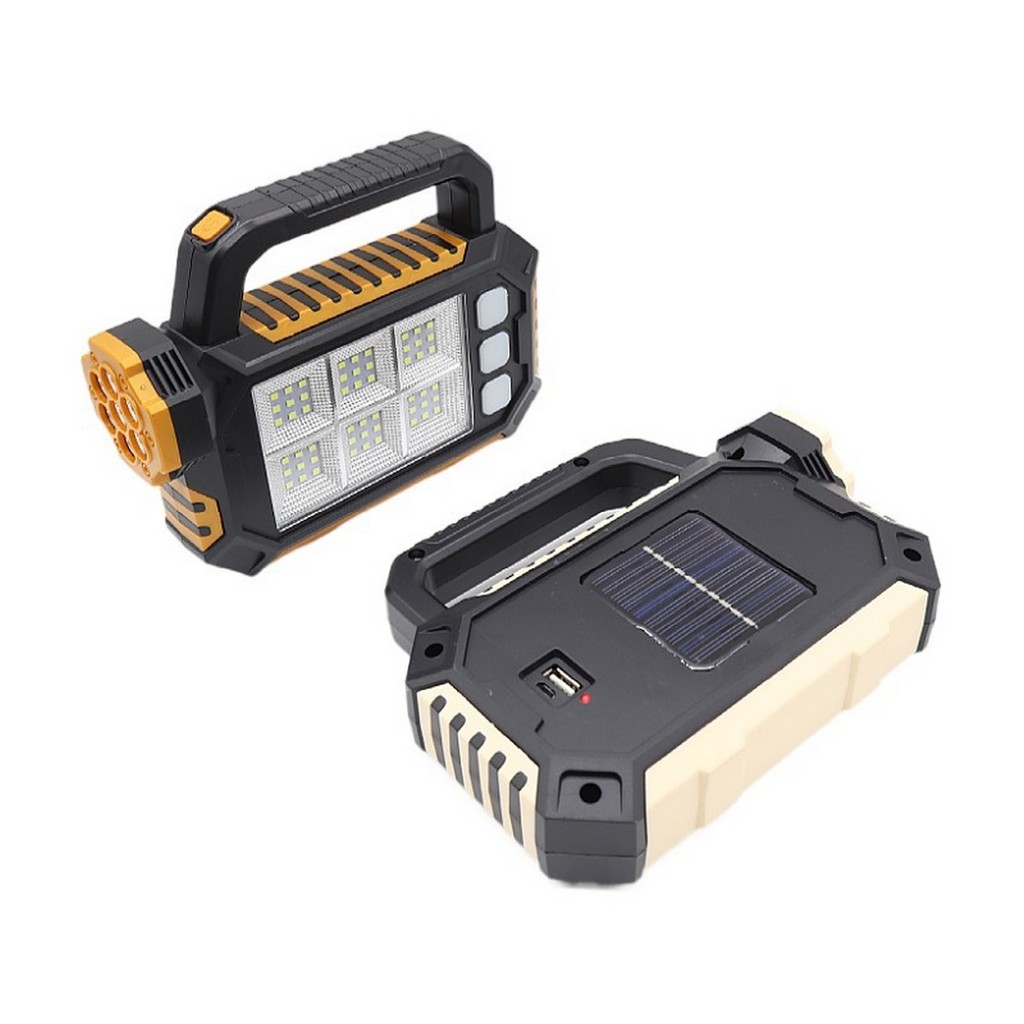 Đèn Pin Sạc Cầm Tay Có Thêm Sạc Qua Tấm Pin Năng Lượng Mặt Trời 3 Chế Độ Sáng Tiện Lợi
