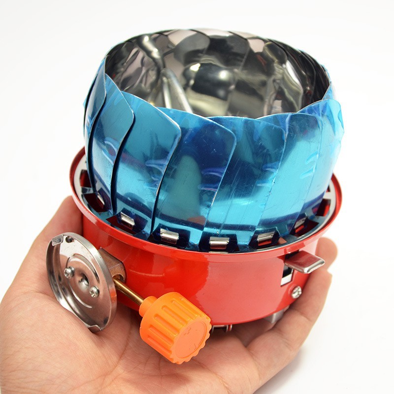 Bếp Gas Du Lịch Camping Stove Có Vòng Chắn Gió Tiện Lợi Kèm Túi Đựng Nhỏ Gọn