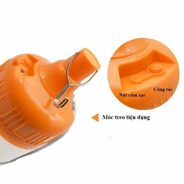 Bóng Đèn Buld Tích Điện Pin Sạc 150W Siêu Sáng Có Móc Treo