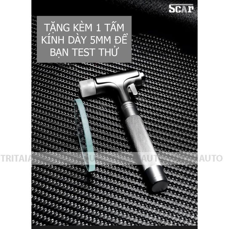 Búa thoát hiểm phá kính ô tô cao cấp chất liệu thép carbon không gỉ, tặng kèm miếng kính test thử