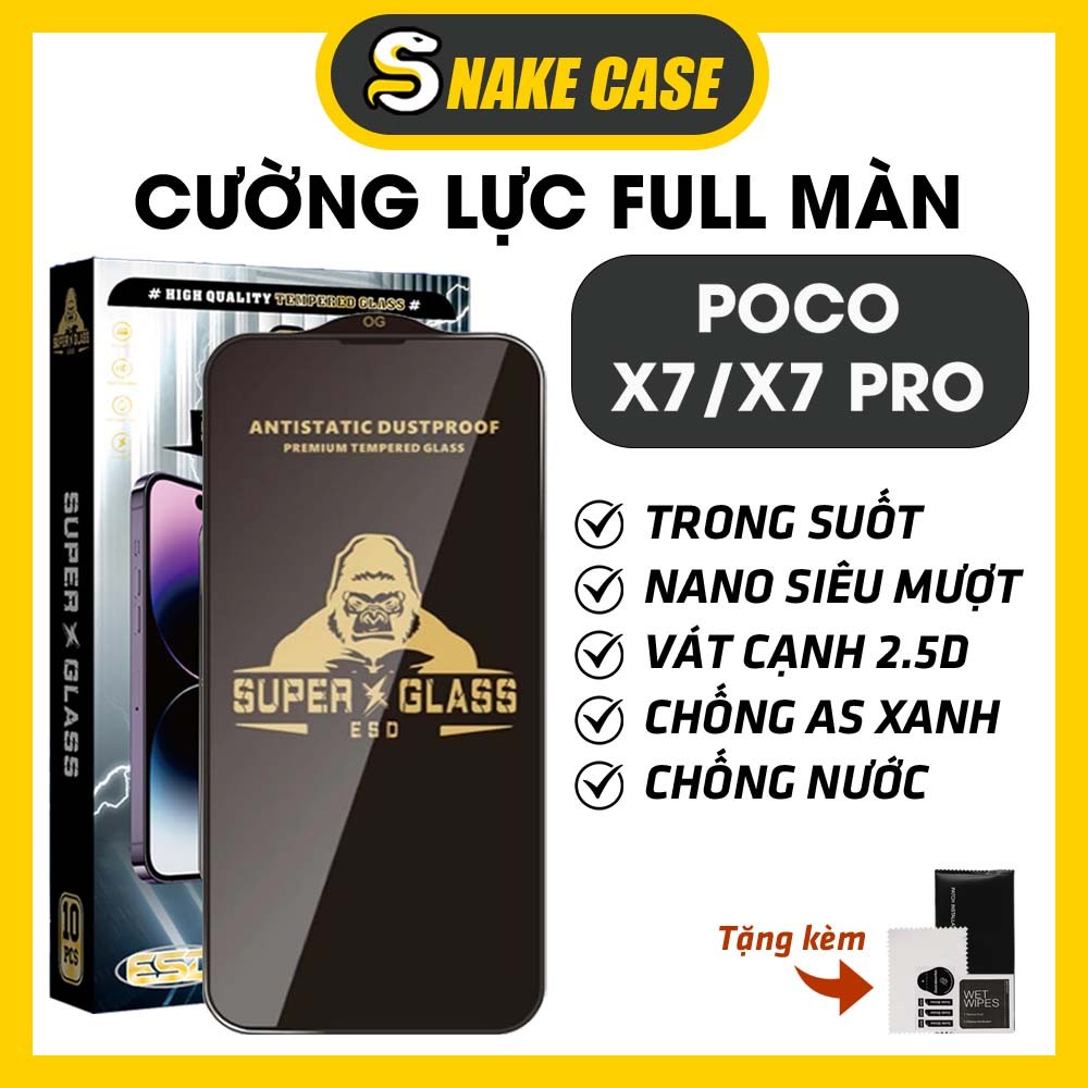 Kính cường lực Xiaomi Poco X7 Pro / Turbo 4 bảo vệ full màn,miếng dán màn hình