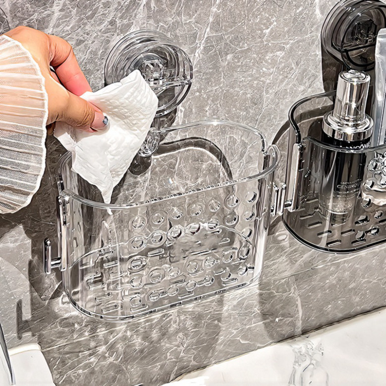 Giỏ Đựng Đồ Nhà Tắm Hút Chân Không, Kệ Để Đồ Nhà Bếp Nhà Tắm Thiết Kế Lỗ Thoát Nước Thoáng Khí 9 ntt95