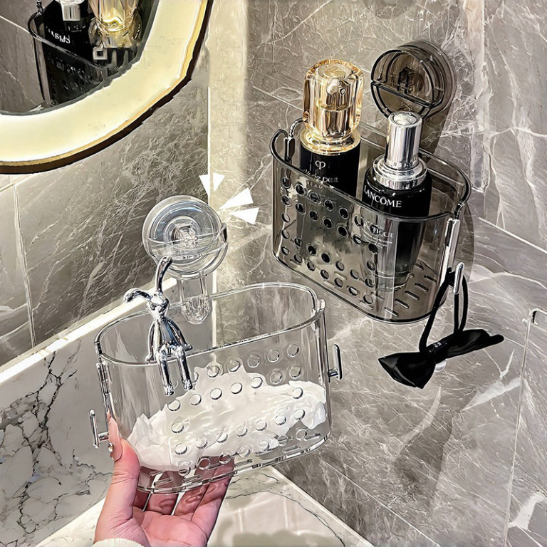 Giỏ Đựng Đồ Nhà Tắm Hút Chân Không, Kệ Để Đồ Nhà Bếp Nhà Tắm Thiết Kế Lỗ Thoát Nước Thoáng Khí 9 ntt95