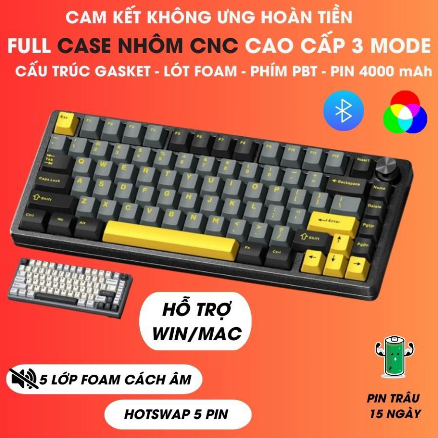 Bàn Phím Cơ Bluetooth Không Dây Ziyou Dark Alien R83 Case Full Nhôm Cao ...