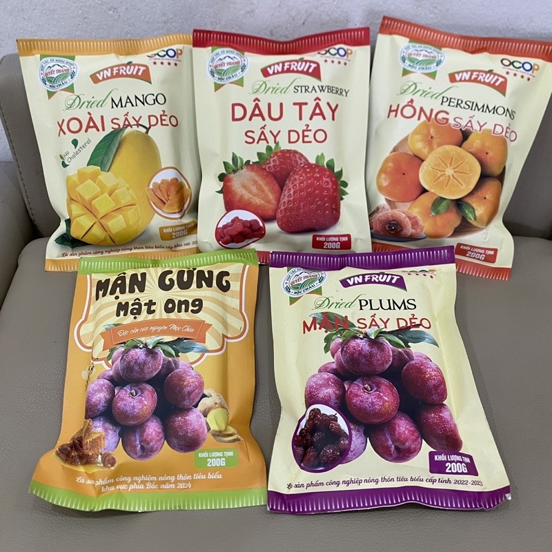 Combo 5 loại hoa quả sấy dẻo Mộc Châu (htx Quyết Thanh - gói 200gr)